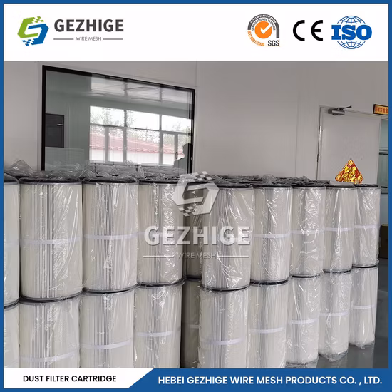Cartucho de filtro de processo de água Gezhige Atacadista 1000PA 1500PA Pressão do vento PE Poeira Filtro de ar Cartucho China Conexão de braçadeira Micro Cartuchos de filtro de poeira